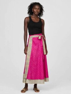 Youth Fuchsia Wrap Skirt with Contrast Tie Slik